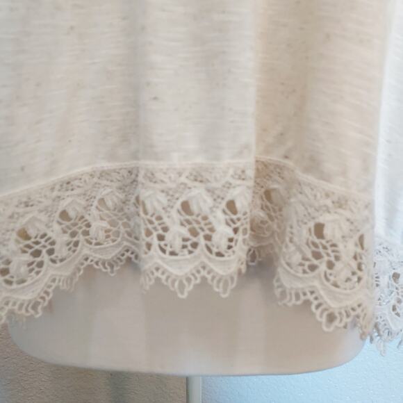 Max Studio Cream Blouse w/Lace Trim Size M - Picture 10 of 14
